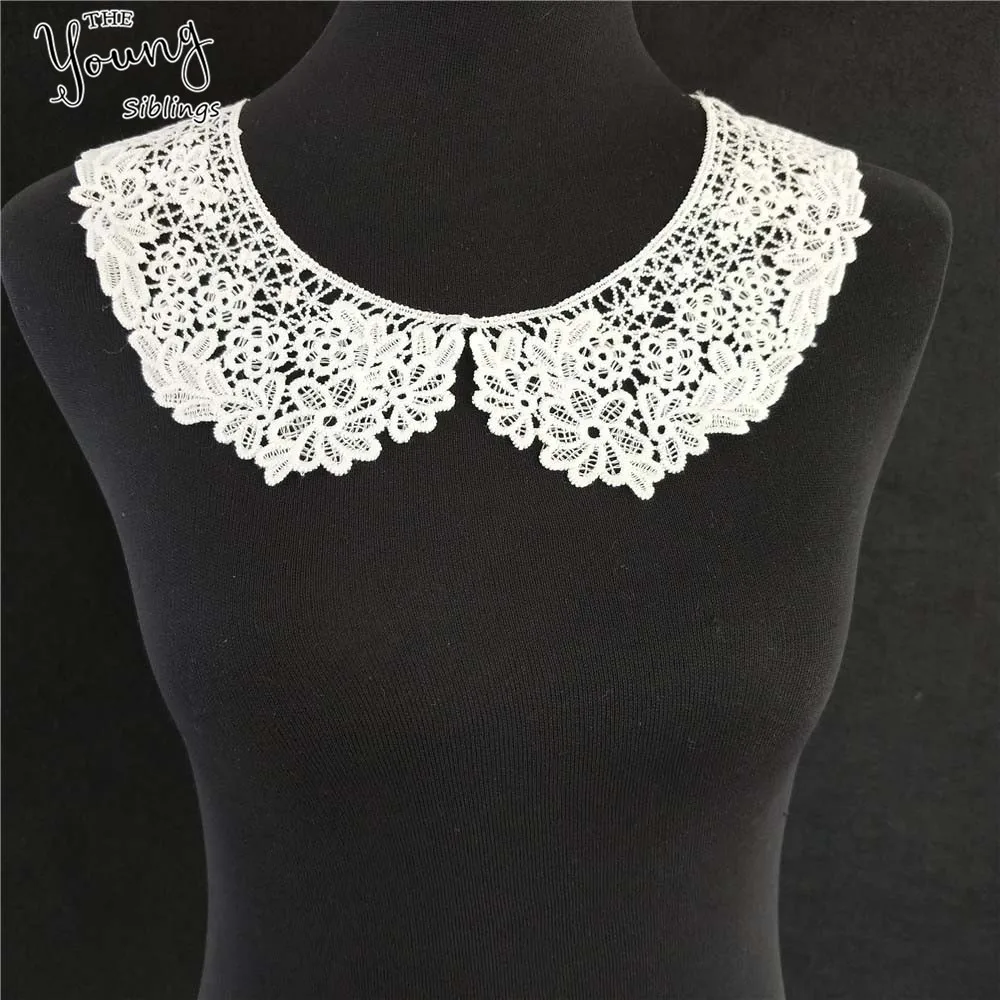 High quality white lace fabic embroidered applique neckline lace collar DIY clothing accessories craft sewing supplies 1pcs sell