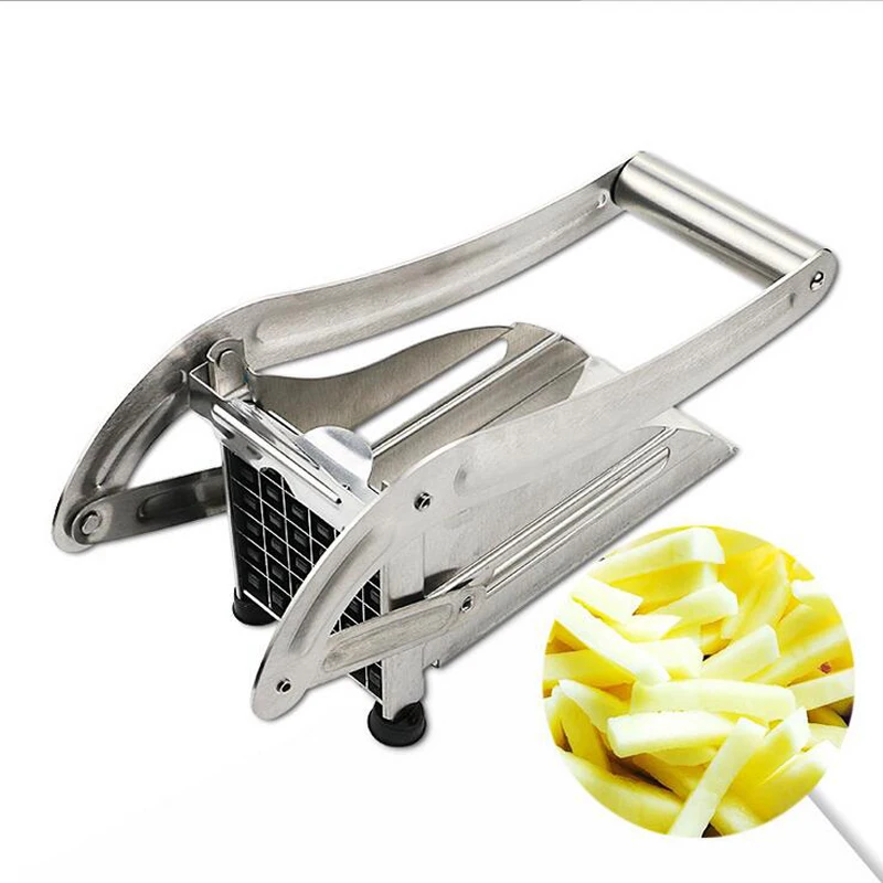 

Stainless Steel French Fries Cutters Potato Chips Strip cutting machine hand push Fries Chopper Slicer with 2 blade