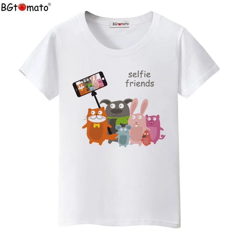 

BGtomato T-shirt Good friends cat Shirts women Super lovely cute top tees kawaii Tshirt femme