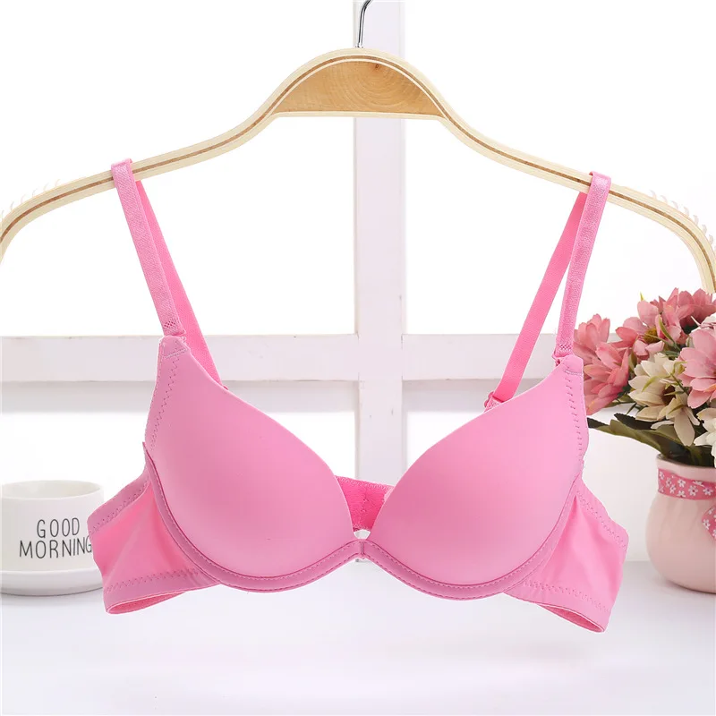 Young Girls Students Solid Cotton sexy bra Lace Underwear small breast Bra double size small chest super push up bra