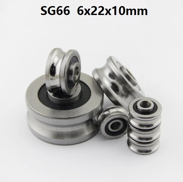 20/50pcs/lot SG66 6x22x10 mm U groove roller bearing roller wheel pulley ball bearing guide track 6*22*10mm