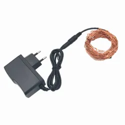 Adaptador de CC de 12V y 100 LED de 10M y 33 pies, luces de hadas impermeables para Navidad, vacaciones, boda, decoración de Patio, cadena de alambre de cobre