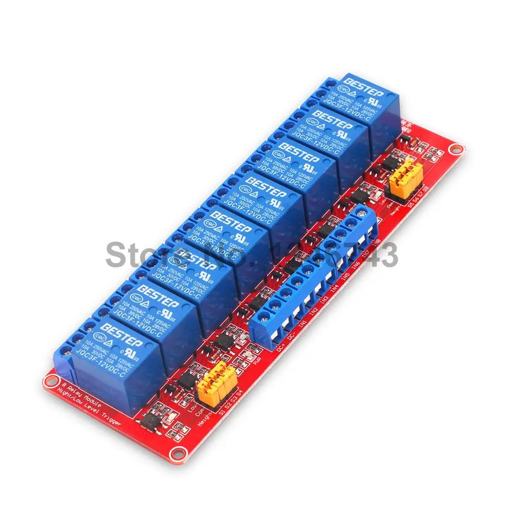 1PCS Red 8 Channel 12V Relay Module High And Low Level Isolation Optocoupler