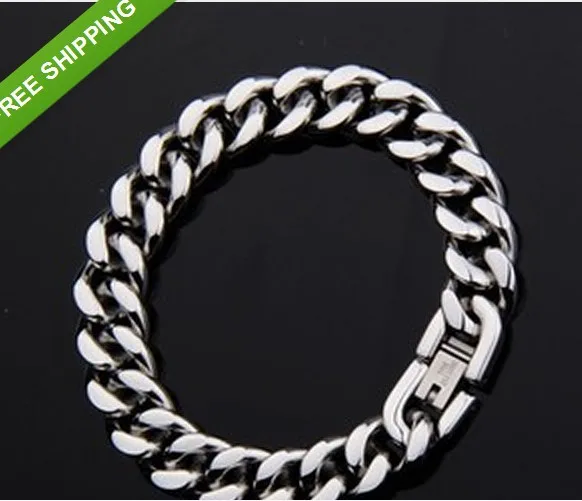 

Cuban chain link bracelet 100% stainless steel bangle Men's jewelry 14mm 8.66''