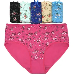 New Style 4pcs/lot Big Yards 2XL/3XL/4XL Flower Print Cotton Large Briefs Women's Underwear Plus Size Mommy Pants 89212