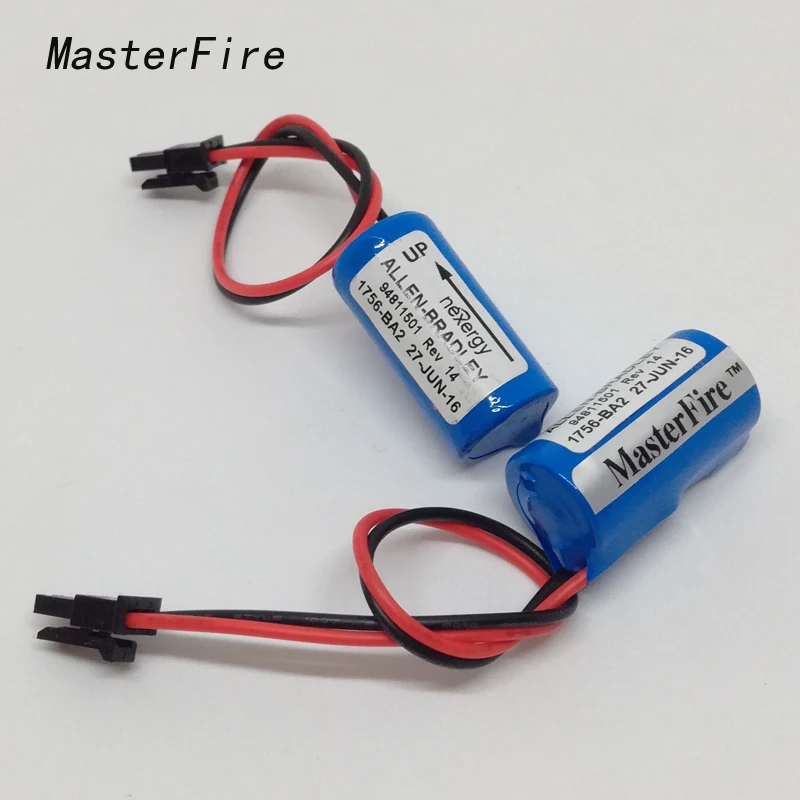 MasterFire 2pcs/lot New Original Allen Bradley 1756-BA2 3V 1200mah Battery PLC Controller Lithium Batteries Cell with plugs