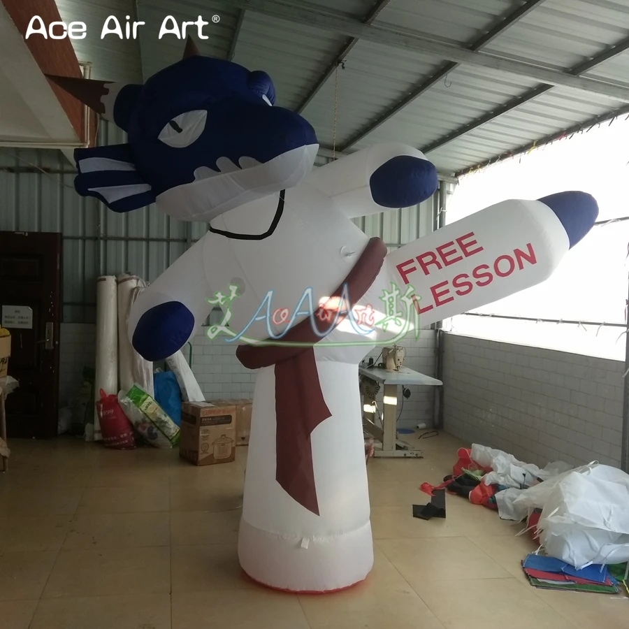 Mobile 3m H Inflatable Dragon Head Karate Model Taekwondo Replica with Led Lights for Promotion and Advertising by Ace Air Art