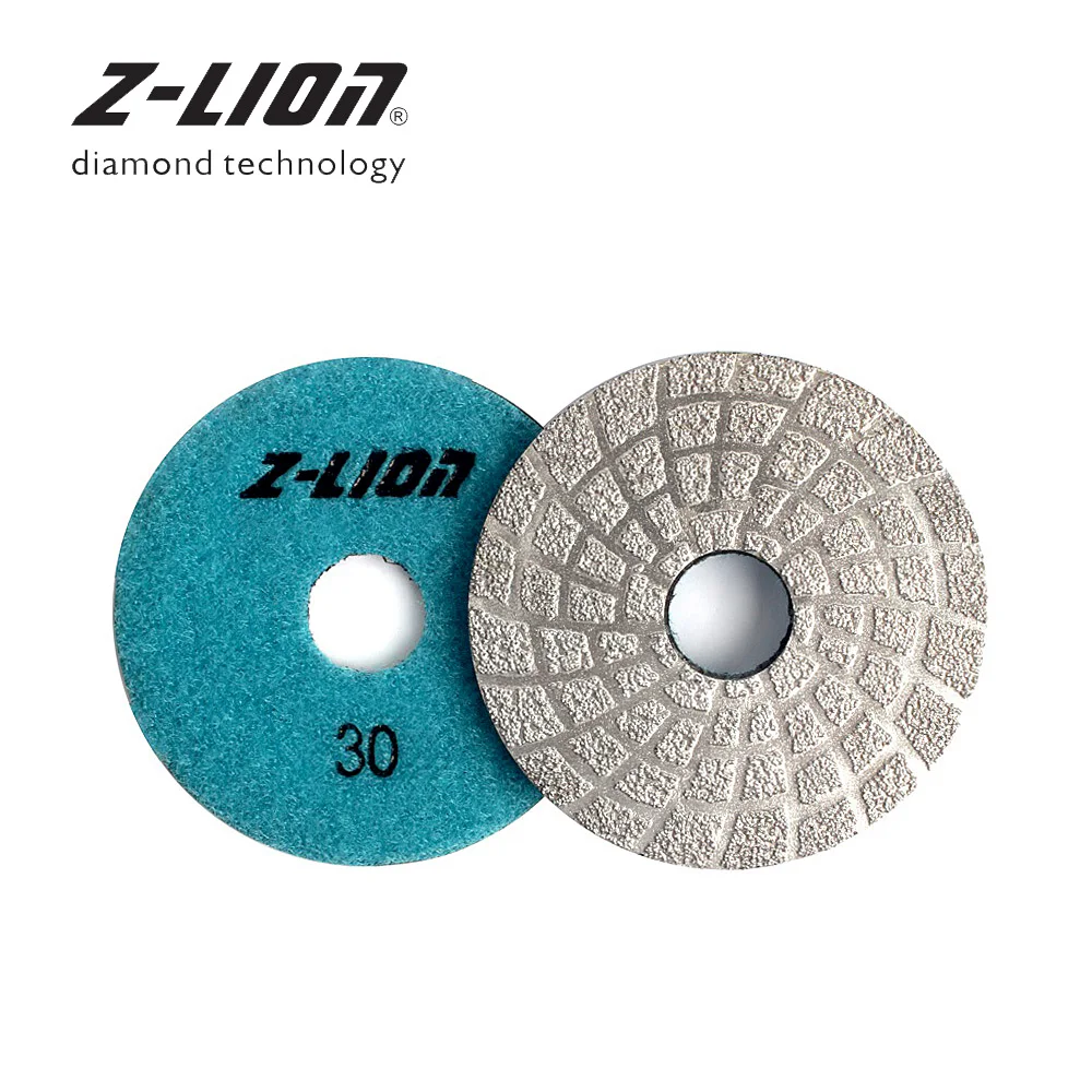 Z-LEAP 80mm Diamond Grinding Pad Vacuum Brazed Polishing Wheel Dry Wet Grinding Disc For Granite Marble Stone Abrasive Tool