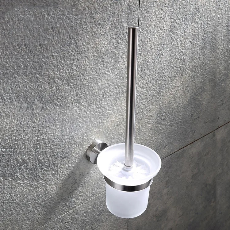 

Brushed stainless steel Toilet brush holder with glass cup High-quality Bathroom hardware accessories--MS4743