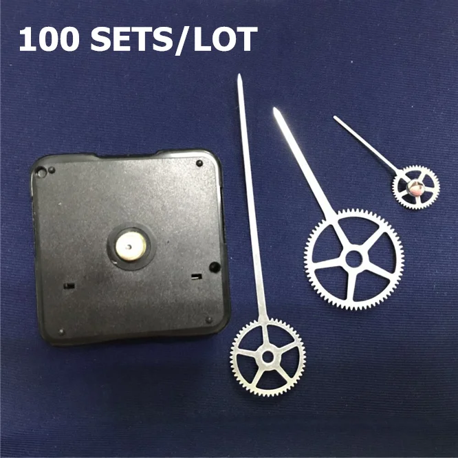 100 sets wholesale 12mm shaft Silent Wall Clock Movement DIY Clock Mechanism Parts Replacement Repair Clock Metal Hands