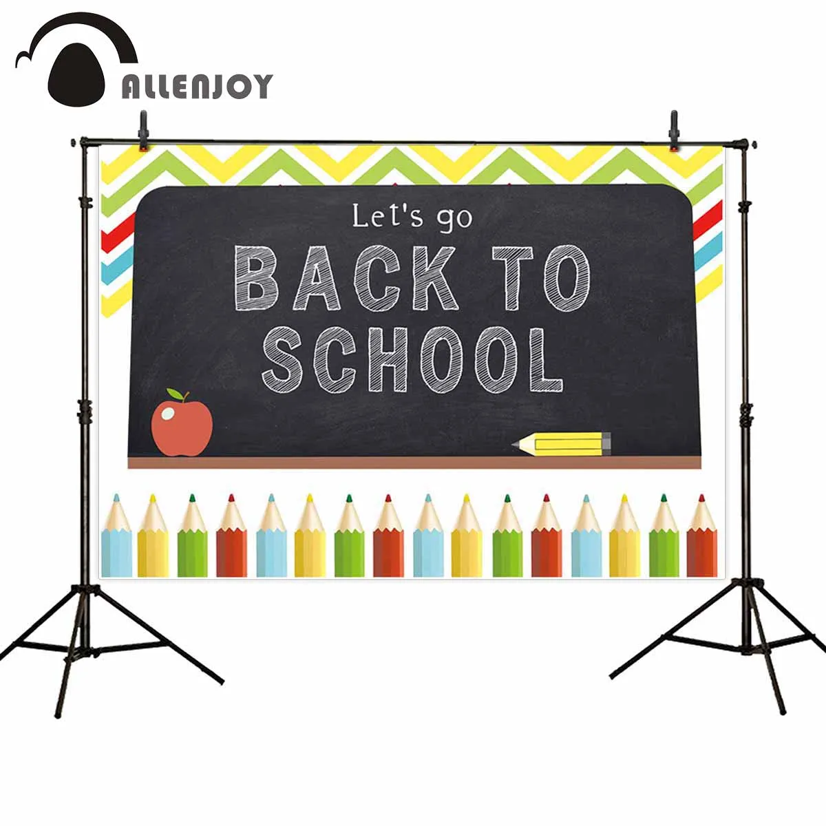 Allenjoy Kid Back to School Photography Background Chalkboard Colorful Pencils Backdrop Photo Studio Vinyl Photophone Photocall