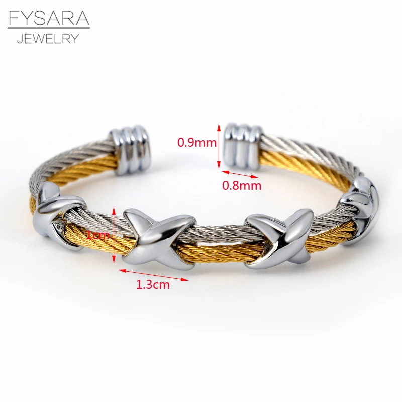 FYSARA Famous Twisted Cable Wire Bangles X Design Bracelets Women Fashion Jewelry Men Cuff Bracelet Trendy Christmas Pulseiras