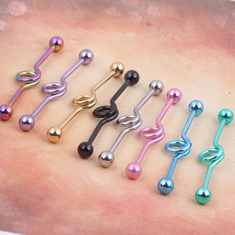 Industrial Barbell Piercing Earring Tragus Cartilage Rings Body Jewelry Helix Earring Stud Catchers