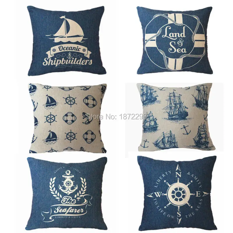 Ocean Pattern 40/45/50/55/60cm 160 Types  Sailing Digital Print Cushion Cover Home Decor No Core HT-PCILPC-D