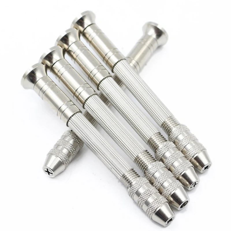 100pcs Micro Aluminum Hand Drill with Keyless Chuck High Speed Steel Twist Drill Watch mobile phone repair hand drill Bit Woodw