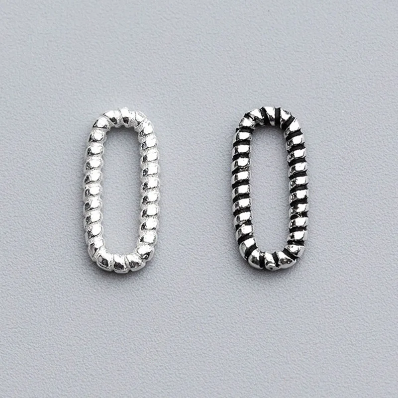 1pc 100% 925 Sterling Silver Thread Oval Ring Connectors Craft Fancy Circle Charms Connection DIY Necklace Bracelets Jewelry