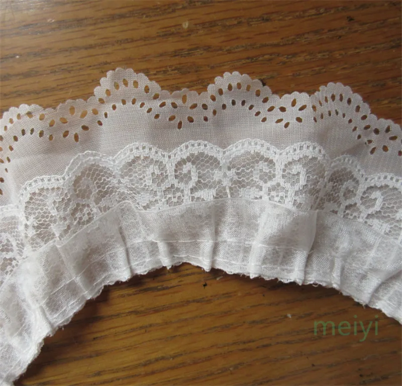 5 ياردة الأبيض 3-layer مطوي الأورجانزا شريطة من الدانتيل تجمع شبكة النسيج اليدوية DIY بها بنفسك فستان الزفاف الدانتيل تقليم الخياطة الحرفية