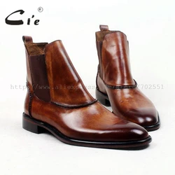 cie round plain toe100%genuine calf leather boot patina brown handmade outsole leather men boot casual men's ankle boot  A94