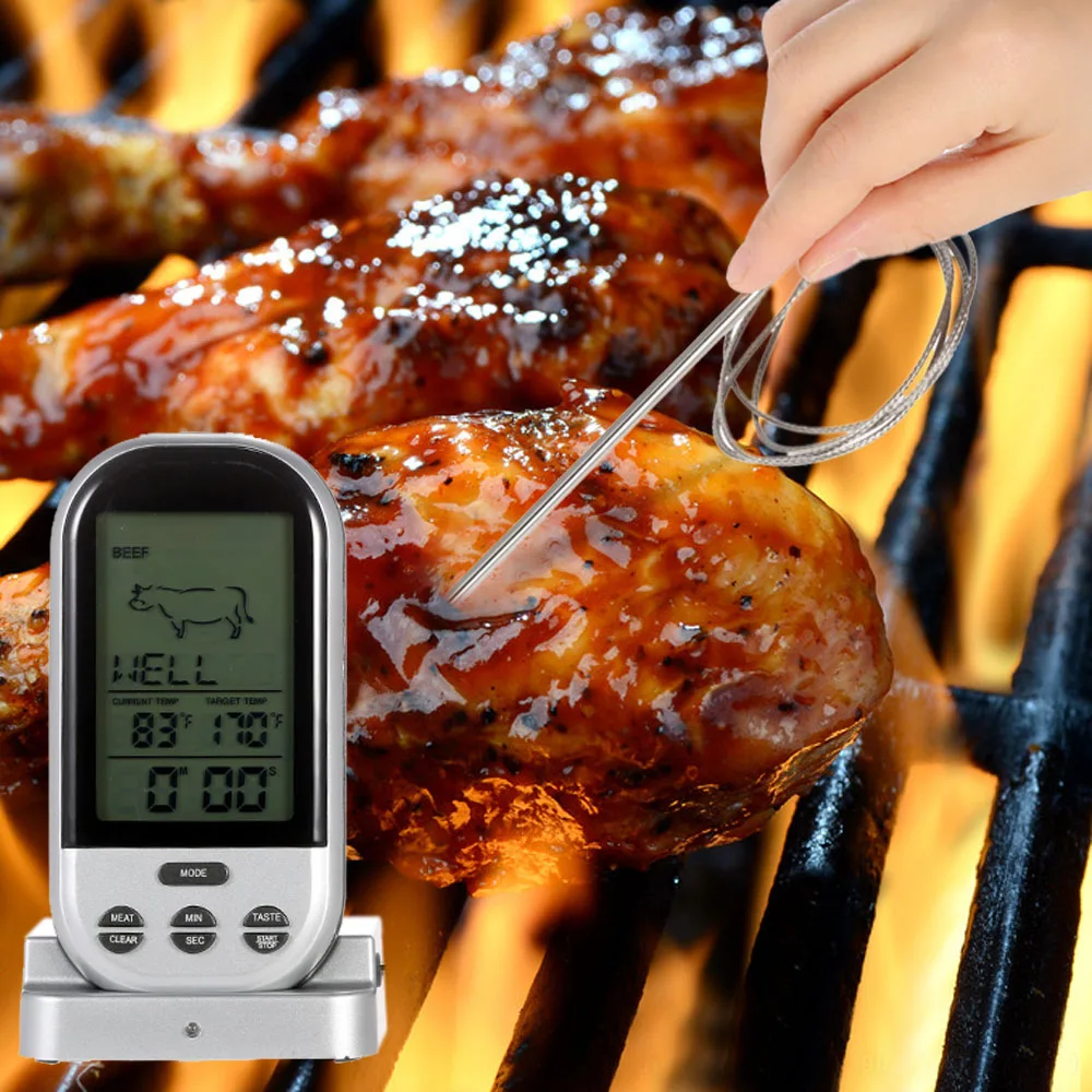 

LCD Wireless Food Cooking Thermometer Barbecue Timer Digital Probe Meat Thermometer BBQ Temperature Gauge Kitchen Cooking Tools
