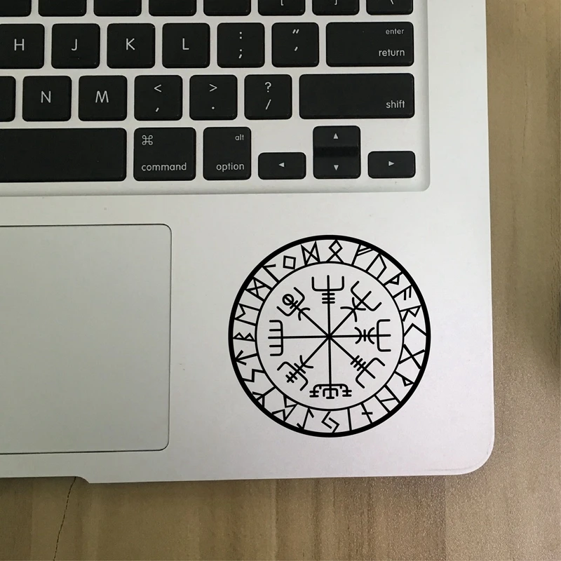 Viking Protection Runes Vegvisir Compass Talisman Red Vinyl Decal Car Decor , Removable Laptop Vinyl Sticker For Apple MacBook