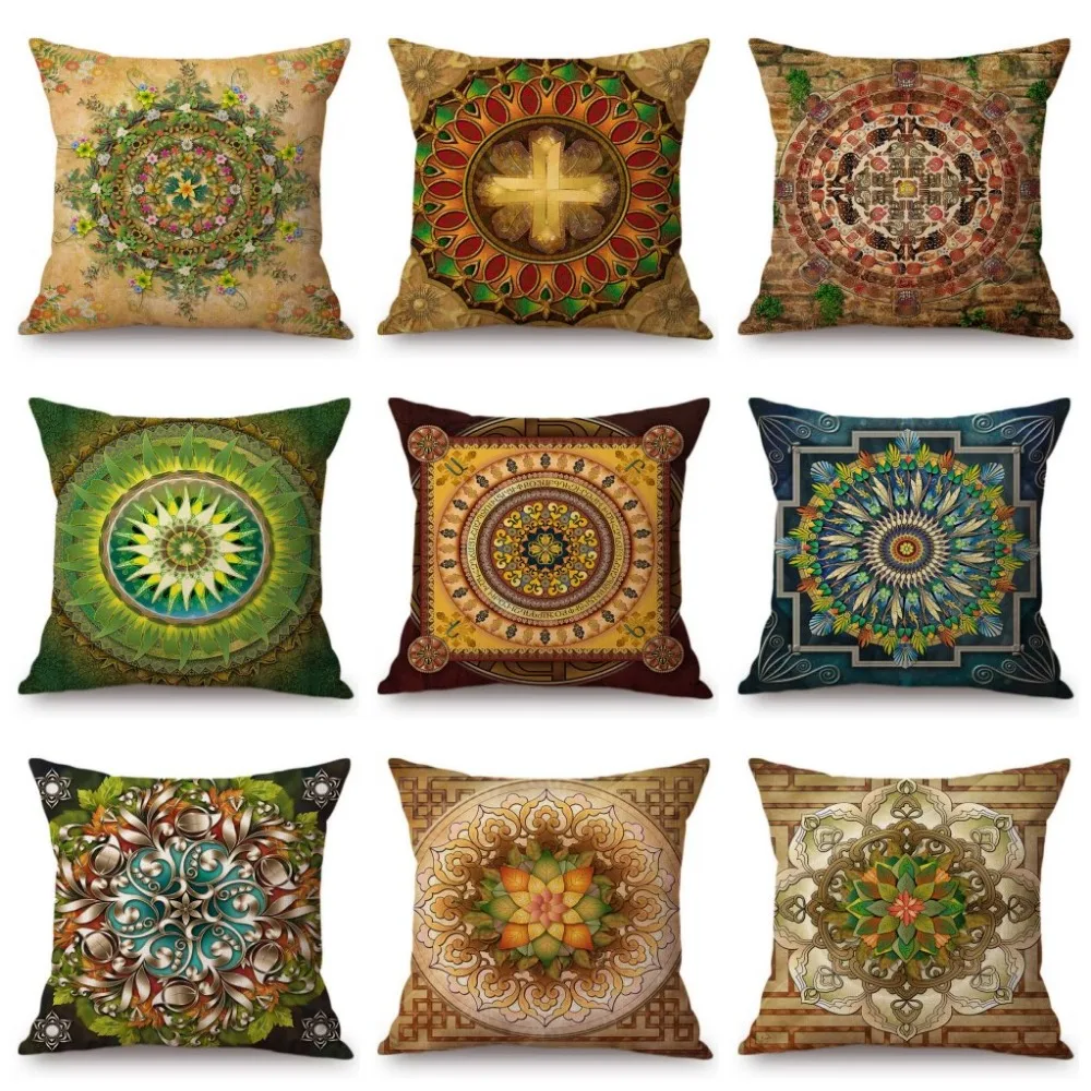 Fashion Mandala Animals Ivy Plants Leaf Modern Floral Sofa Cushion Cover Cotton Linen Home Cafe Bar Decor Art Throw Pillow Case