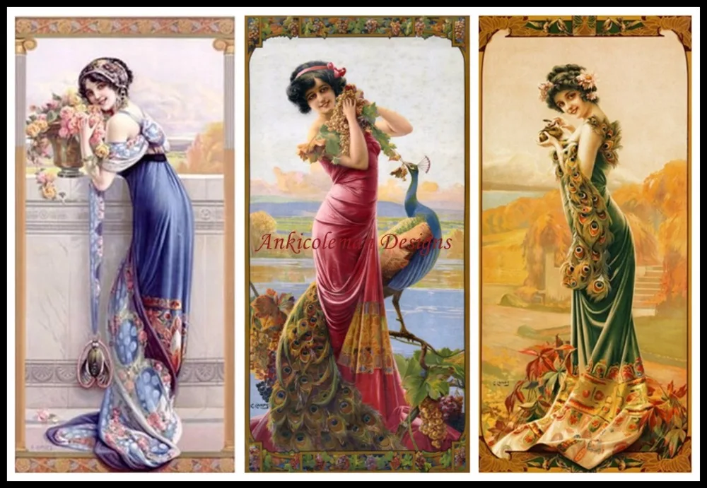 Three Silk Panels 2 - Needlework for embroidery DIY French DMC High Quality - Counted Cross Stitch Kits 14 ct Oil painting