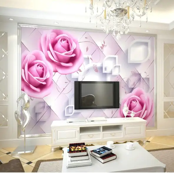 

Rose flower Mural 3D Custom Photo for Living Room Bedroom Designer Cheap Wallpaper papel de parede
