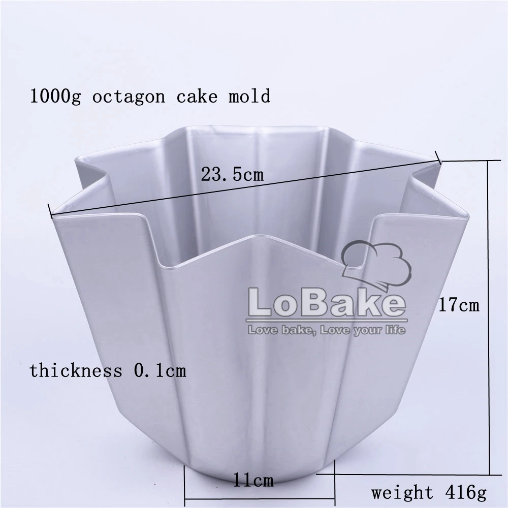 Big size 1000g octagon shape metal aluminum bread mold mousse cake mold cheesecake mould toast box tools DIY bakery supplies