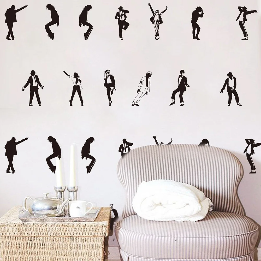 13Pcs Michael Jackson Dancer Wall Sticker Bedroom Nursery Rock Super Star Dance Music Singer Wall Decal Living Room Vinyl Decor