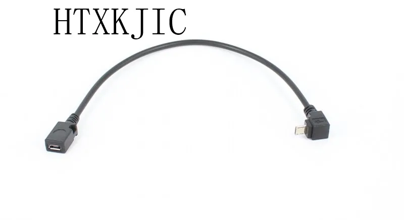 1 قطعة 90 درجة الكوع مايكرو ذكر إلى أنثى خط L نوع المصغّر usb ثورة أم كابل نقل بيانات الأسلاك النحاسية اليسار اليمين حتى أسفل