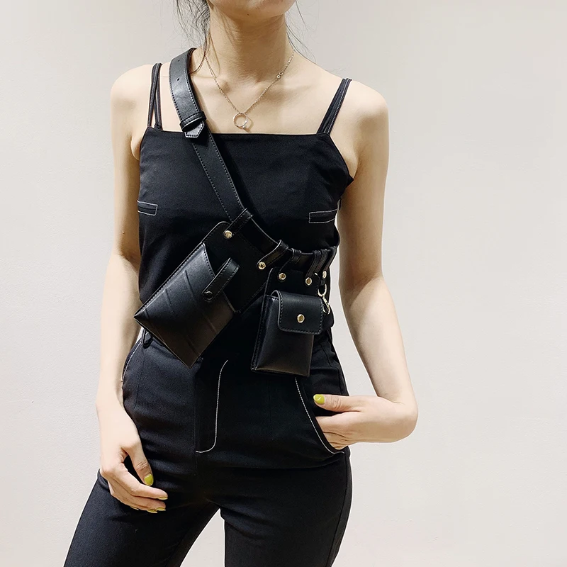 

2019 Waist Bag Women Black Waist Fanny Packs Belt Bag Luxury Leather Chest Handbag Black Color New Fashion High Quality Belt Bag
