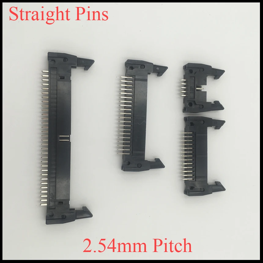 DC2 34P 40P 50P 64P 34 40 50 64 Pins 2.54mm Pitch 180 Degree Straight Ejector Header Connector Male PCB IDC Horn Socket Box