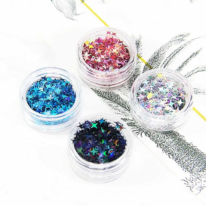 10g Four Star Glitter Diy Crystal Slime Supplies Ultra-thin Slices Nails Art Tips Box Accessories Decoration Toys For Kids