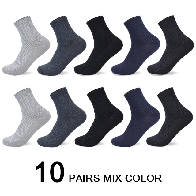 10 Paren/partij Mannen Bamboevezel Sokken 2025 Nieuwe Compressie Herfst Lange Zwarte Business Casual Man Jurk Sok Gift Plus size 42-45