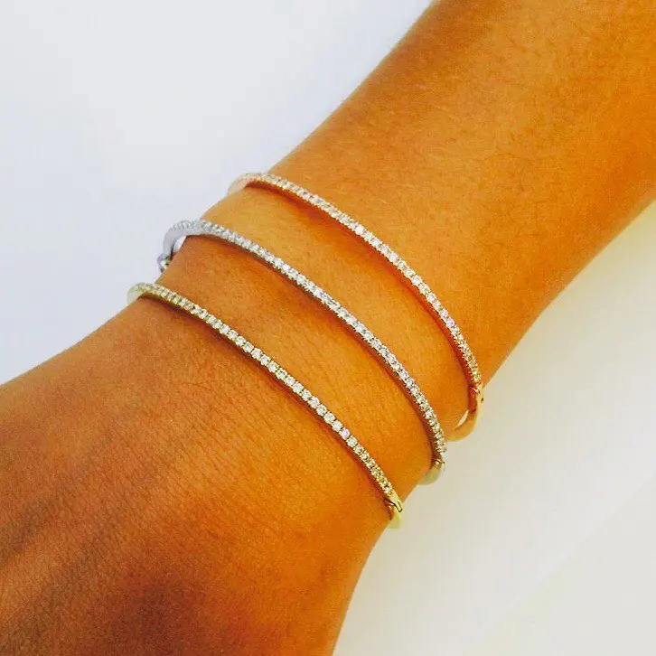 luxurious Jewelry Gold & Rhodium Two Tone Color CZ mirco Pave Bangle Bracelets Wedding jewelry Gift Wholesale cheap price