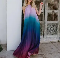 Spring and summer new style European and American women's clothing Open back beach dress Halter Chiffon Dress