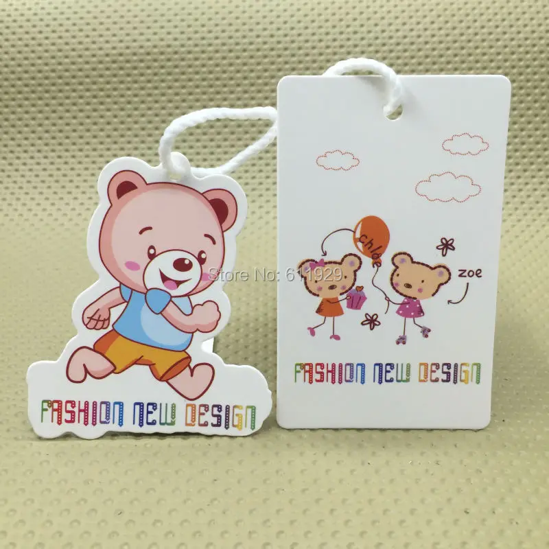 custom shape cutting tags/kids clothing paper hang tag/garment tags printing/clothing printed labels/clothing woven labels logo