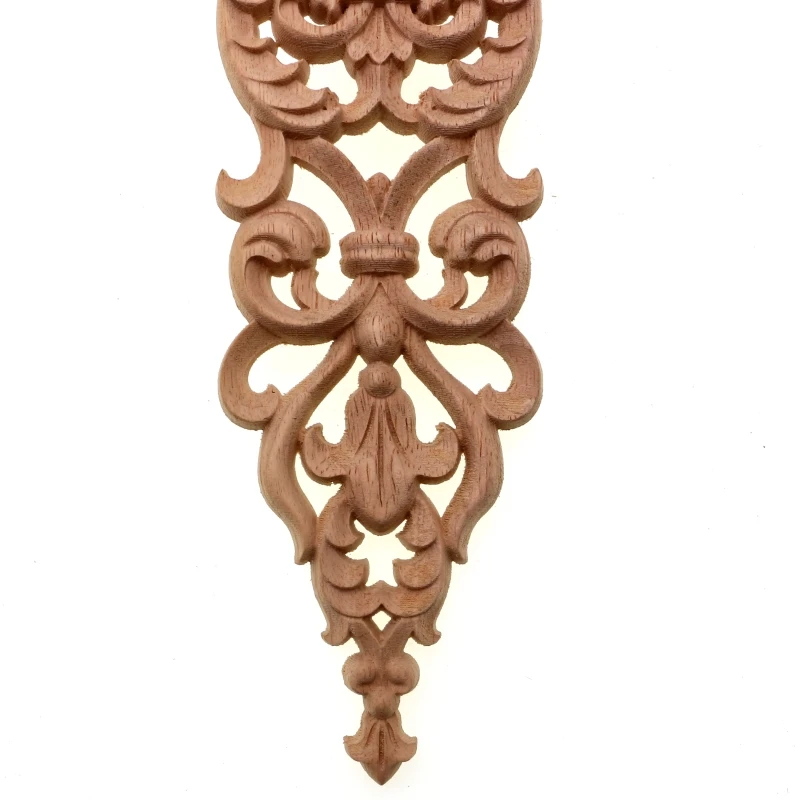 RUNBAZEF Exquisite Furniture Decorative Carving Accessories Flower Long Applique Solid Wood Laminate Retro Heart Shaped Figurine