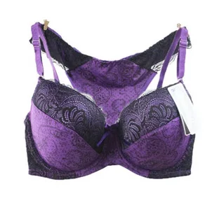Fioletowo-czarny Seksowny koronkowy biustonosz damski BHS Set VS Push Up Bra secret T-back C D DD E cup bra 80D 85C 85D 90C 90D 90DD 90E B3