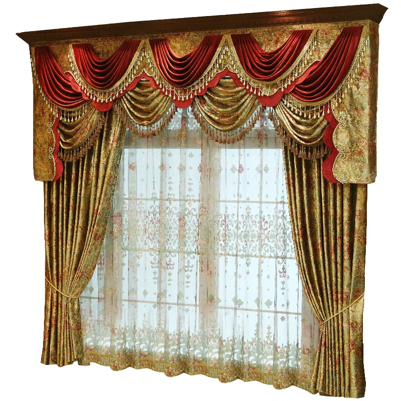 luxury curtain for window curtain Splendid Wow tenda finestra valance Curtains For Living Room rideau Hotel Drapery with valance