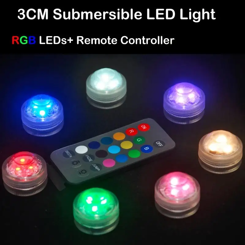 

(50pcs/Lot ) CR2032 Battery Powered Waterproof Mini 3LEDs Submersible LED Candle Tea Light For Wedding Party Vases Decoration