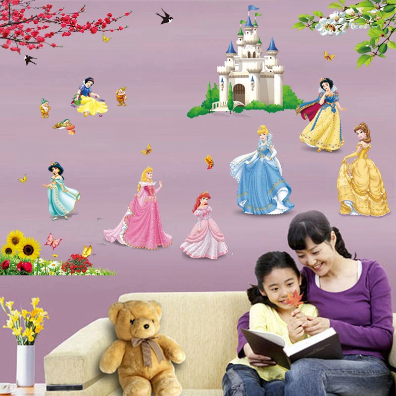 Snow White Princess Castle Wall Sticker For Girls Room Bedroom Home Decoration Diy Cartoon Movie Pvc Mural Art Kids Wall Decals