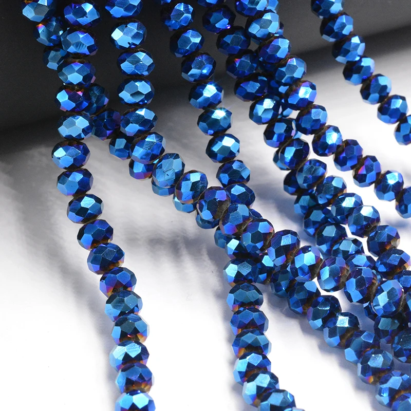 Shining Blue 4mm Czech Faceted Crystal Football Beads Color Glass Round Crafts Beads for Jewelry Making 140pcs Lot Wholesale