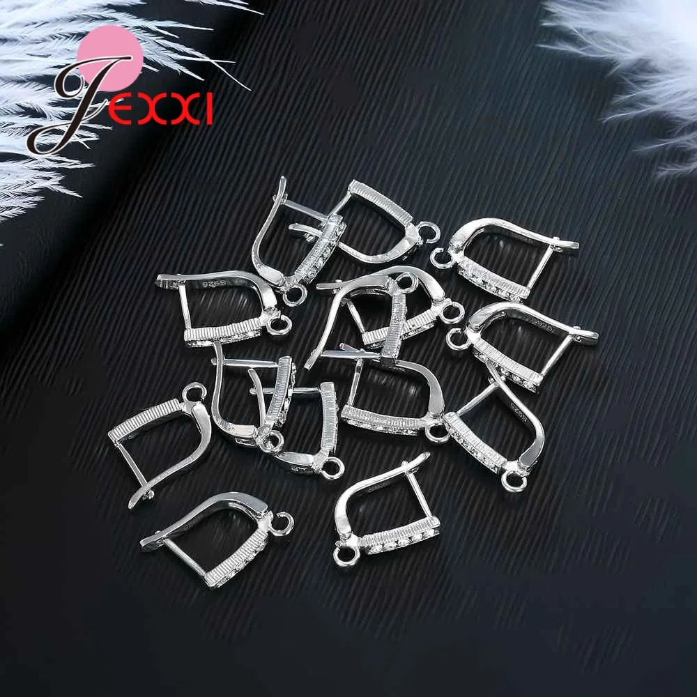 Creative 925 Sterling Silver Leverback Earwire Austrian Crystal Hoop Earring Findings For DIY Jewelry Connector Making