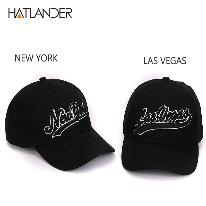 Hatlander New York black baseball caps Las Vegas adjustable sports cap gorras chapeau bone hats homme letter casual caps unisex