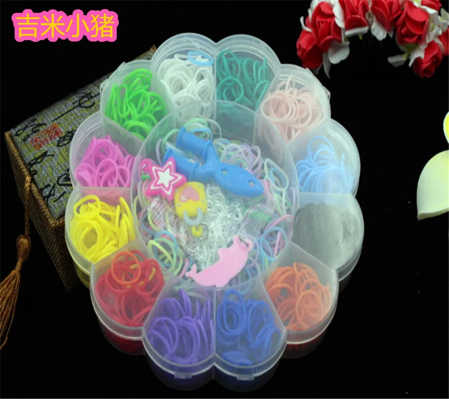 800pcs 12color Loom Bands Toys for Children Girl Gift DIY Elastic Rubber Band for Weaving Lacing Bracelets Kid Toy Set 2019 New