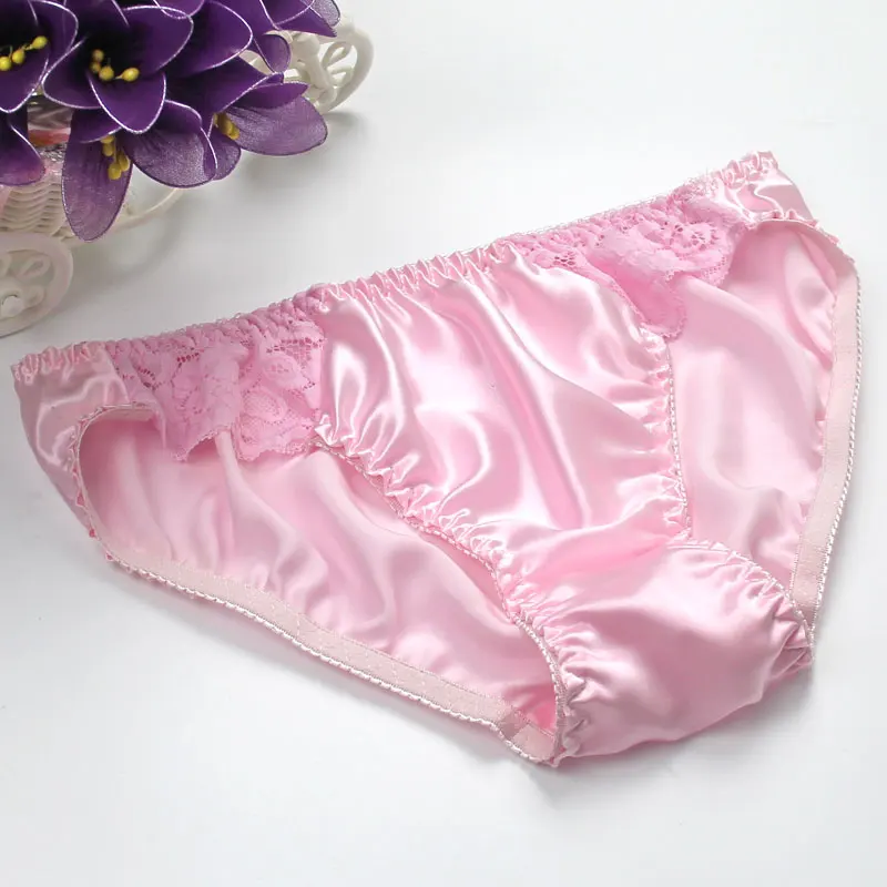 Bragas de encaje de seda 100% para mujer, bragas de cintura baja, transpirables, absorbentes de sudor