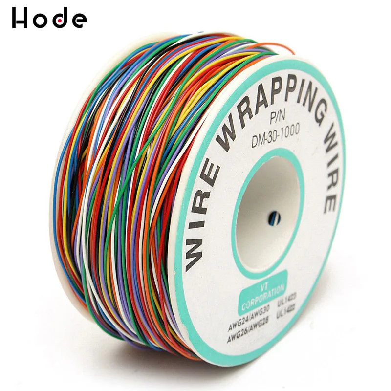 1 Roll Wrapping Wire 30AWG 0.25mm Tin Plated Copper Wire Wrapping Insulation Test Cable 8-Colored Circuit Board Fly Line