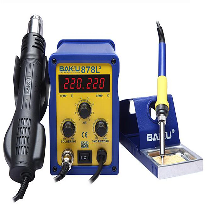 1pc BAKU BK-878L2 led digital Display SMD Brushless Hot Air Rework Station + Soldering Iron and Heat Gun for Cell Phone Repair