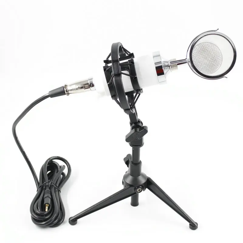 Conjunto completo profissional de refeições bm 8000 microfone condensador + 48v de energia fantasma + suporte de mesa microfone de estúdio de gravação